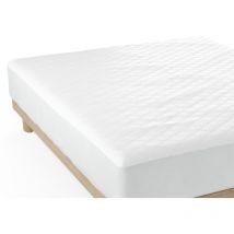 Protector de Colchón 105x200x32cm Blanco Acolchado ≤30cm Impermeable, Ajustable y Transpirable con Tratamiento Antiácaros - Nalui