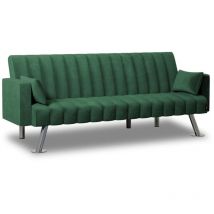 Nalui - Sofá Cama Verde One Lines 3 Plazas Acolchado