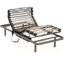 Nalui - Somier articulado 105x180x25cm Gris ProCare con Mando ProCare, 11 Láminas Madera de Haya de 10 cm y Estructura de Acero