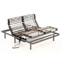 Nalui - Somier articulado 120x180x25cm Gris ProCare con Mando ProCare, 11 Láminas Madera de Haya de 10 cm y Estructura de Acero