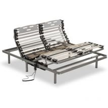 Nalui - Somier articulado 150x200x25cm Gris ProCare con Mando ProCare, 11 Láminas Madera de Haya de 10 cm y Estructura de Acero