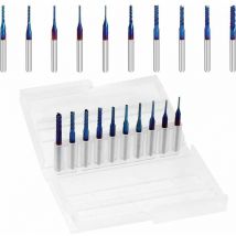 Hoopzi - Nano Blue Coat End Mill cnc Router Bits 1/8 Inch Shank 0.8-3.75mm Pack of 10 for Carbon Fiber Hardwood pcb smt