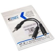 Nanokabel - 15cm Miniklinke-Audio-Duplikatorkabel 2x3,5/h-3,5/m Anschluss - dupliziert Audioausgang