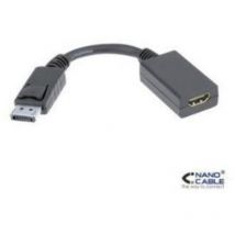 Nano Cable - nanocable 10.16.0502 - Conversor DisplayPort a hdmi, dp/m-hdmi a/h, macho-hembra, negro, 15cm