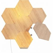 Elements Starter Kit, 7 Esagoni Luminosi led Effetto Legno Smart - Applique da Parete Interno Modulari, Luci Led Dimmerabile WiFi, Funziona con