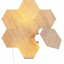 Elements Starter Kit, 7 Esagoni Luminosi Led Effetto Legno Smart - Applique Da Parete Interno Modulari, Luci Led Dimmerabile Wifi, Funziona Con Alexa,