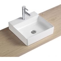 Nao Lavabo de pedestal cuadrado de cerámica blanca de 40 cm