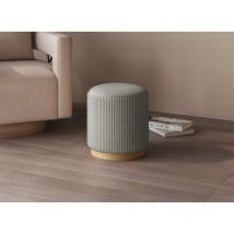 Deco In Paris - naora - Pouf design en velours côtelé gris et pied en bois naora