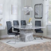 Naples Black Marble Dining Set - Lion Knocker Back Champagne Dining Chair with Black Wooden Legs 200cm Table with 4 Chairs