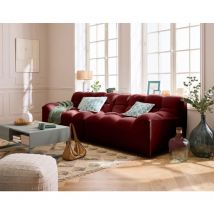 Lisa Design - Napoli - canapé droit 4 places - en velours - rouge