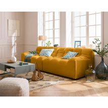 Lisa Design - Napoli - canapé droit 4 places - en velours - jaune
