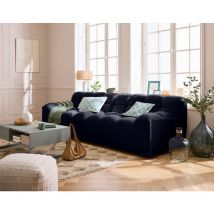 Lisa Design - Napoli - canapé droit 4 places - en velours - bleu marine
