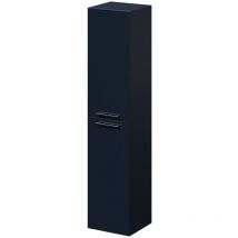 Napoli - Deep Blue 350mm x 1600mm Wall Mounted 2 Door Tall Storage Unit With Chrome Handles - Deep Blue