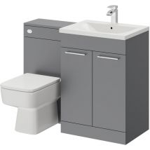 Napoli - Gloss Grey 1100mm Vanity Unit Toilet Suite with 1 Tap Hole Basin and 2 Doors with Polished Chrome Handles