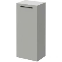Napoli - Gloss Grey Pearl 350mm Wall Mounted Side Cabinet with Single Door and Gunmetal Grey Handle - Gloss Grey Pearl