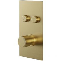 Round Brushed Brass Concealed Push Button Shower Valve - 2 Outlet - Brushed Brass - Colore