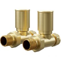 Colore - Round Brushed Brass Straight Radiator Valves - Brushed Brass