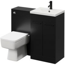 Napoli - Matt Black 1000mm Vanity Unit Toilet Suite with 1 Tap Hole Basin and 2 Doors with Matt Black Handles