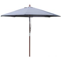 Napoli - Parasol circulaire droit 2.7m gris en bois