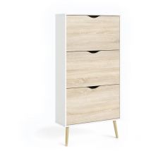 Napoli Schuhschrank mit 3 Schubladen in weiss und Eichendekor.