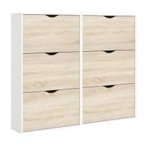Ebuy24 Napoli Schuhschrank mit 6 Schubladen in Weiß und Eichendekor – 20,5 cm Beine – Hochwertige Materialien – Modernes Design
