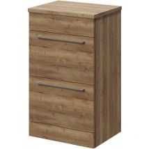 Tobacco Oak 500mm Floor Standing Vanity Unit for Countertop Basins with 2 Drawers and Chrome Handles - Napoli
