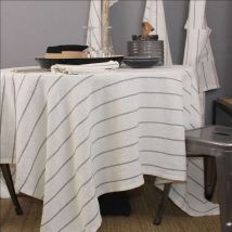 Nappe 100% lin lavé blanche et noire 250170
