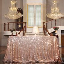 Nappe à sequins, carré de superposition de table à sequins, 50 'x50', or rose