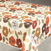 Nappe anti tache à fleurs Beige 145x300 cm