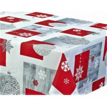 Nappe anti tache rectangulaire boules 145 x 300 cm (8 à 12 couverts) - neige
