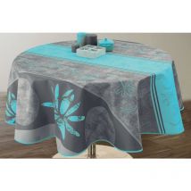 Nappe Anti-taches Lotus Turquoise - Ronde 160 cm