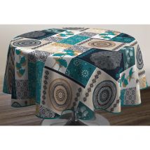 Nappe Anti-taches Patchwork bleu - Ronde 160 cm