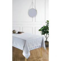 Nappe antitache + Surnappe en dentelle 'Style Vintage' toutes dimensions - Nappe + Surnappe Gris - Nappe Rectangulaire 150 x 220 cm + Surnappe
