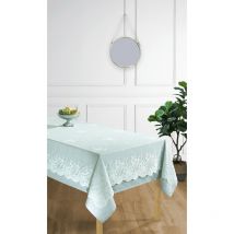 Nappe antitache + Surnappe en dentelle "Style Vintage" toutes dimensions - Nappe + Surnappe Menthe - Nappe Rectangulaire 150 x 300 cm + Surnappe