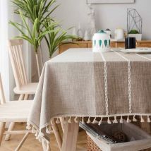 Nappe Beige Lin Rectangulaire Vintage Decoration Table Cloth Coton Tablecloth Rectangle 135x180 cm pour Table de Cuisine