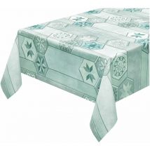 Nappe Cuisine Cire Plastifiée AntiTaches Housse de Table Design Tuile Vintage Vert - 140x300 cm
