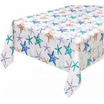 Nappe de Cuisine Anti-taches Plastifiée Dos en Peluche Cirée Étoile de Mer - 120x200 cm