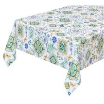 Nappe de Cuisine Anti-taches Plastifiée Dos en Peluche Cirée Majolique Florale - 120x200 cm