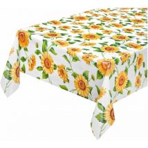 Nappe de Cuisine Anti-taches Plastifiée Dos en Peluche Cirée Tournesols - 120x200 cm