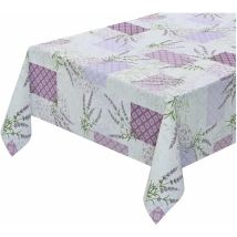 Nappe De Cuisine Antitache Plastifiée Effet Tissu Déperlant Fantaisie de Lavande - 140x280 cm