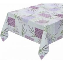 Nappe De Cuisine Antitache Plastifiée Effet Tissu Déperlant Fantaisie de Lavande - 140x100 cm
