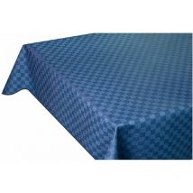 Nappe de Cuisine AntiTaches Bordée Coton Résine Doux Carrés Bleu - 140x240 cm