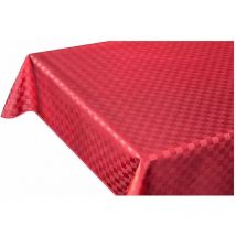 Nappe de Cuisine AntiTaches Bordée Coton Résine Doux Carrés Rouge - 140x140 cm