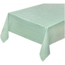 Nappe de Cuisine AntiTaches Tissu Ciré Plastifié Housse de Table Carrés Vert - 140x400 Cm