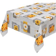 Nappe de Cuisine Cirée Plastifiée Résistante Aux Taches Moderne Fleurs Marguerites - 140x160 Cm