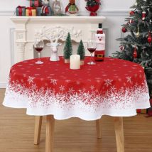 Nappe de Noël Circulaire,lot de 4,150 x 150 cm Noel rouge