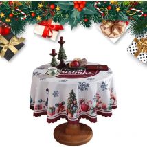 Nappe de Noël - Nappe de Table Anti Tâches Nappe en Lavable Polyester(150cm) Nappe de Table Rectangulaire et Rond pour Fournitures de fête de Noël