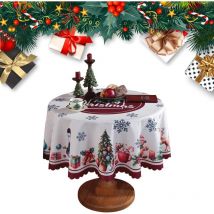 Nappe de Noël - Nappe de Table Anti Tâches Nappe en Lavable Polyester(150cm) Nappe de Table Rectangulaire et Rond pour Fournitures de fête de Noël