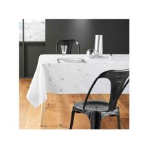 Nappe de Noël Rectangle - Tissu Antitache / Imperméable – Sapin argent – Différentes tailles - Blanc - 240x150cm.