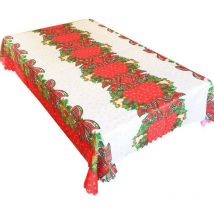 Nappe de Noel Rectangulaire Tissu Nappe Table Noel Nappe Rouge Modèle d'arc Decoration Noel Lavable Nappe Cuisine Protection Table Nappe de Table
